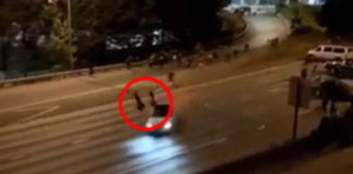 Antiblanke demonstranten blokkeren de snelweg – omgekegeld door auto