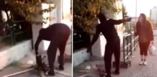 Illegale migrant grilt kat op straat