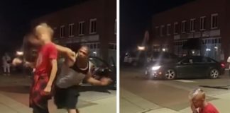 Springt uit de auto en slaat een dansende 12-jarige neer