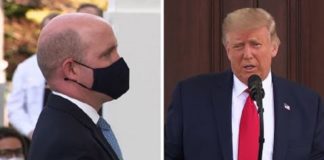 Trump tegen journalist: doe je mondkapje af
