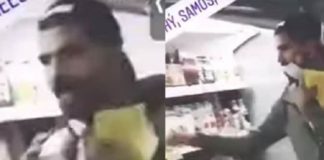 Asielzoekers filmen zichzelf terwijl ze babyvoeding likken in de supermarkt