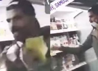 Asielzoekers filmen zichzelf terwijl ze babyvoeding likken in de supermarkt
