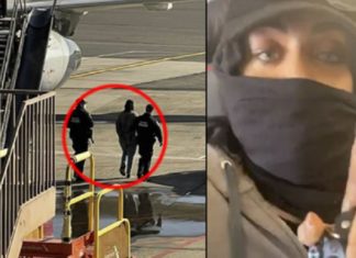 Moslimactiviste schopt rel over “witte geprivilegieerde man” – door politie gearresteerd en vliegtuig uitgekickt