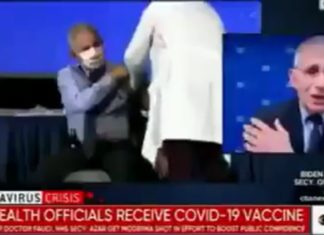 Dr. Fauci wordt gevaccineerd aan de linkerarm en klaagt over pijn aan de rechterkant?!