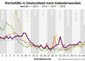 Evaluatie sterfgevallen Duitsland Corona 2020: Tot november precies het gemiddelde van de voorgaande jaren
