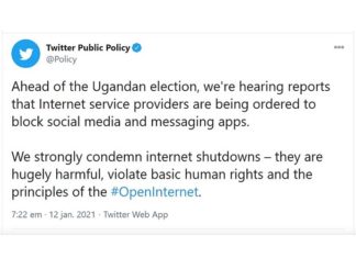 Twitter veroordeelt online censuur – in Oeganda – wordt met spot overspoeld