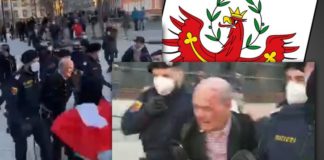 Oostenrijkse Coronapolitie slaan oude man bloedig in elkaar