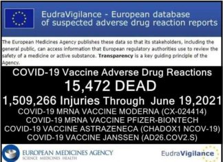 15.472 DODEN 1,5 miljoen gewonden (50% ernstig) gemeld in de EU-databank van bijwerkingen van COVID-19 injecties