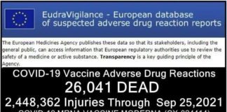 26.041 DODEN 2.448.362 GEWONDEN na COVID-19 injecties gemeld in databank van ongewenste bijwerkingen van geneesmiddelen van de Europese Unie