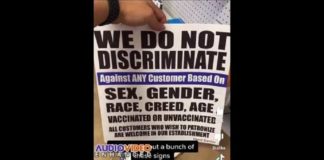 Bedrijven in New York hangen posters op met “We discrimineren niet” – ongevaccineerden en gevaccineerden