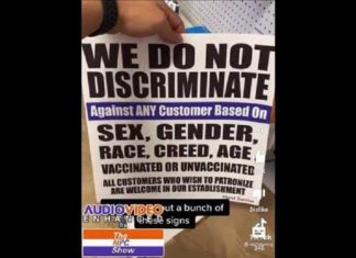 Bedrijven in New York hangen posters op met “We discrimineren niet” – ongevaccineerden en gevaccineerden