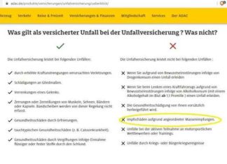 Geen nepnieuws: Ongevallenverzekering ADAC weigert dekking voor vaccinatieschade als gevolg van gemandateerde massavaccinaties