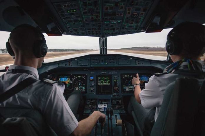 Piloten in airplane take off