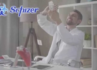 Nieuwe parodie advertentie die de spot drijft met Pfizer gaat VIRAAL – “Schizer | Because We Care (About Our Profits)”