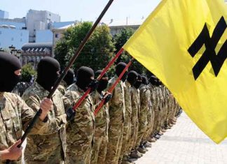 Valse vlag wordt opgezet in Mariupol