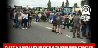 Nederlandse boeren blokkeren vluchtelingencentrum