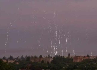 Het Oekraïense leger bestookt Donetsk stad met brandende thermiet-munitie artilleriegranaten