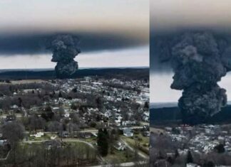 ENVIRO-TERRORISME in de VS nu TOXISCHE GASWOLK vrijkomt nadat “autoriteiten” vinylchloride in brand staken om het te VERSPREIDEN in de lucht over boerderijen en rivieren