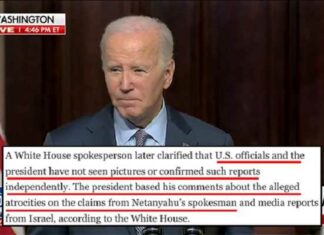 Biden’s Witte Huis draait bewering terug dat hij foto’s heeft gezien van “door terroristen onthoofde baby’s”, geeft toe dat hij “geen foto’s heeft gezien of dergelijke rapporten zijn bevestigd”