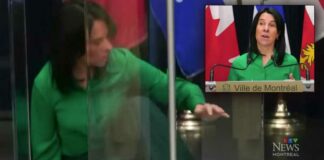 Kijk: GEVACCINEERDE Montreal burgemeester Valérie Plante stort in halverwege toespraak