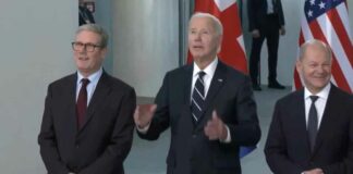 Knettergek: Joe Biden roept “Don’t Jump!” als verslaggevers hem vragen stellen in Berlijn – Europese leiders lachen (Video)