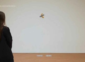Bespotting barst los na duct-tape vastgeplakte banaan muurkunstwerk geschat wordt op $1 miljoen