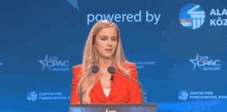 “In een burgeroorlog vechten twee partijen tegen elkaar. Hier in Europa is dat maar één partij, en dat is niet de blanke autochtone bevolking van Europa”, waarschuwt Eva Vlaardingerbroek op CPAC Hongarije