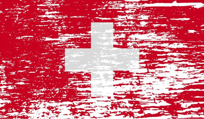 Flag of Switzerland with old texture. Vector