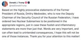 Trump voert nucleaire dreiging tegen Rusland op… en brengt de wereld op de rand van een nucleaire oorlog