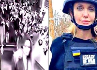 Liberale actrice Angelina Jolie brengt een onaangekondigd bezoek aan Oekraïne en ziet hoe haar lijfwacht onmiddellijk wordt gemobiliseerd voor het front