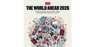 Super griezelige cover van het tijdschrift ‘The World Ahead 2026’, uitgegeven door The Economist, laat zien dat zij volgend jaar oorlog, pestilentie en financiële ineenstorting verwachten