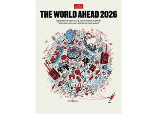 Super griezelige cover van het tijdschrift ‘The World Ahead 2026’, uitgegeven door The Economist, laat zien dat zij volgend jaar oorlog, pestilentie en financiële ineenstorting verwachten