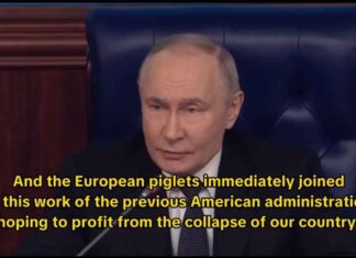 Poetin noemt EU-toppolitici “Europese biggen” die er niet in geslaagd zijn Rusland ten val te brengen (VIDEO)