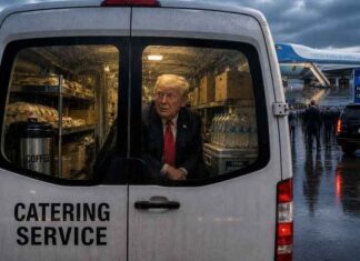 Trump in het cateringbusje: wanneer een wereldmacht verandert in slapstick