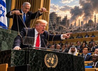 Het podium van verval: Trumps groteske VN-toespraak