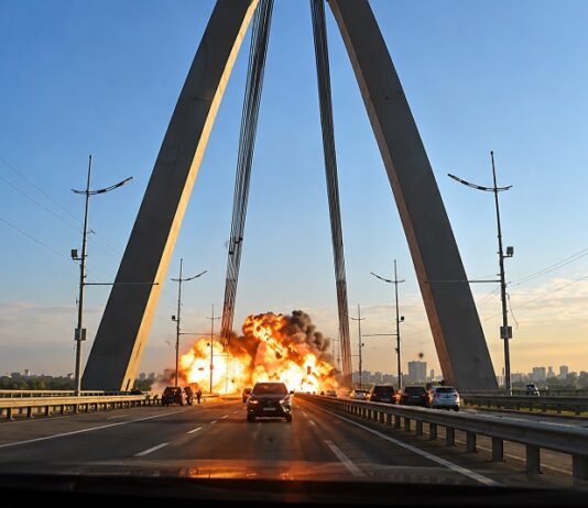Trekt Poetin eindelijk de handschoenen uit? Ontbrugging van Kiev in volle gang nu de Noordbrug door een drone is getroffen (VIDEO’S)
