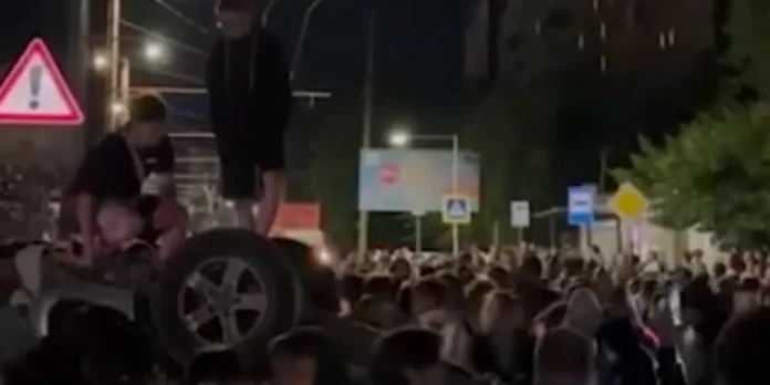 A-crowd-overturned-a-recruitment-vehiclein-Lviv-on-July-8